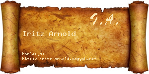 Iritz Arnold névjegykártya
